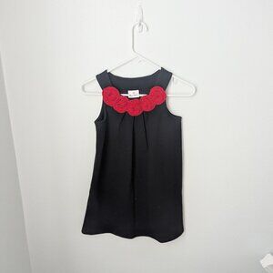 Hanna Andersson Girls Black & Red Roses Sleeveless Dress, 8